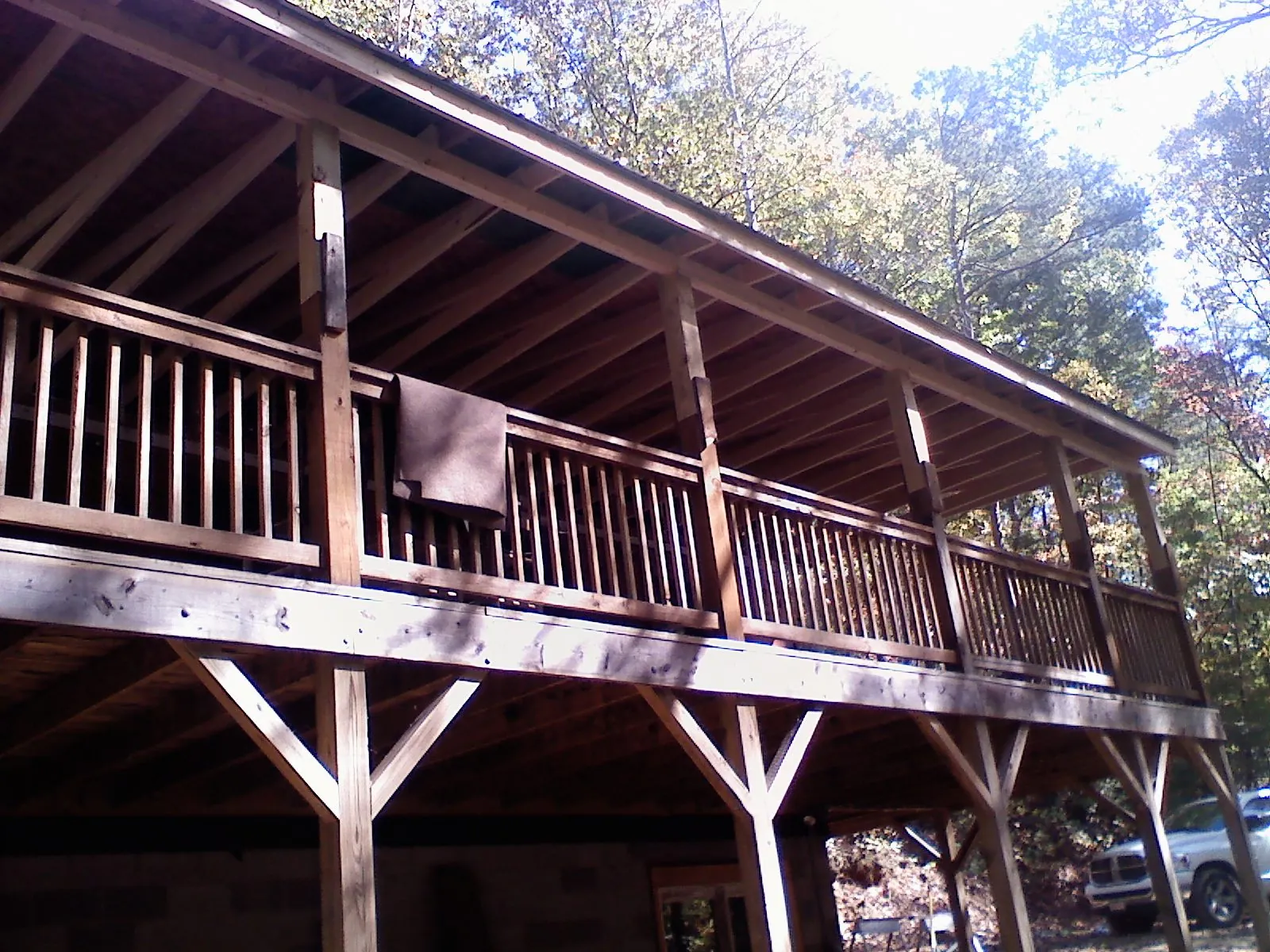 Timber framing under a new elevated porch and deck — Roof Leak Repair in Doniphan by Roofing Brothers